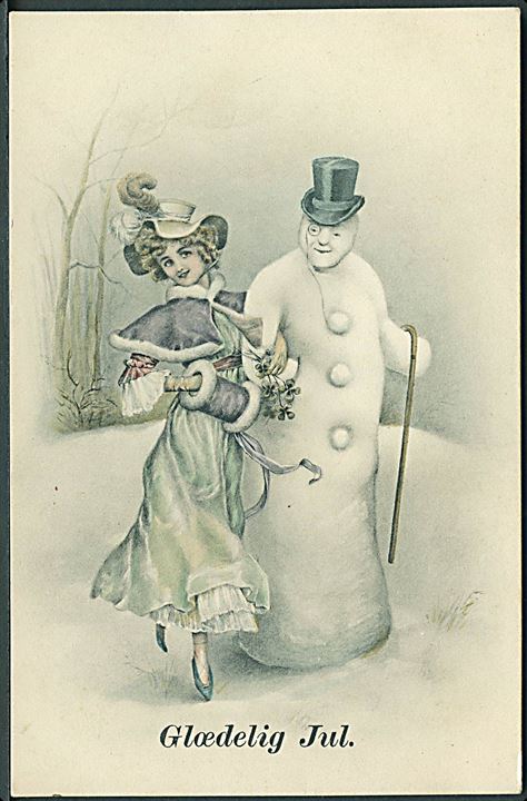 Glædelig Jul. Kvinde og snemand. T. B. J. serie 510. 1- 4. 