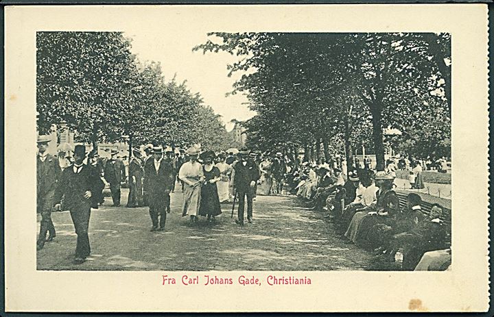 Norge. Fra Carl Johans Gade, Christiania. Mittet & Co. no. 1909. Har siddet i hæfte. 