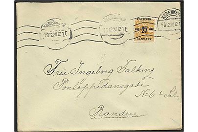 27/29 øre Provisorium på brev fra København d. 18.12.1920 til Randers.