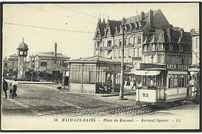 Sporvogn nr. 52 paa Place du Kursaal i Malo-les-Bains , Frankrig. No. 51.