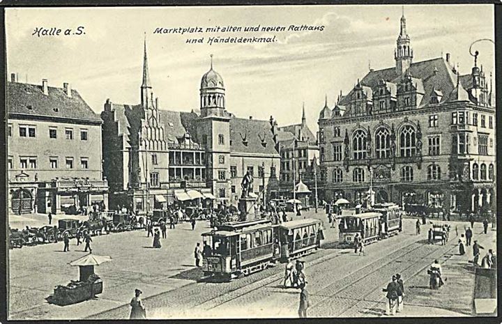 Sporvogne nr. 55 paa Marktplatz i Halle, Tyskland. M. Scholz no. 820.