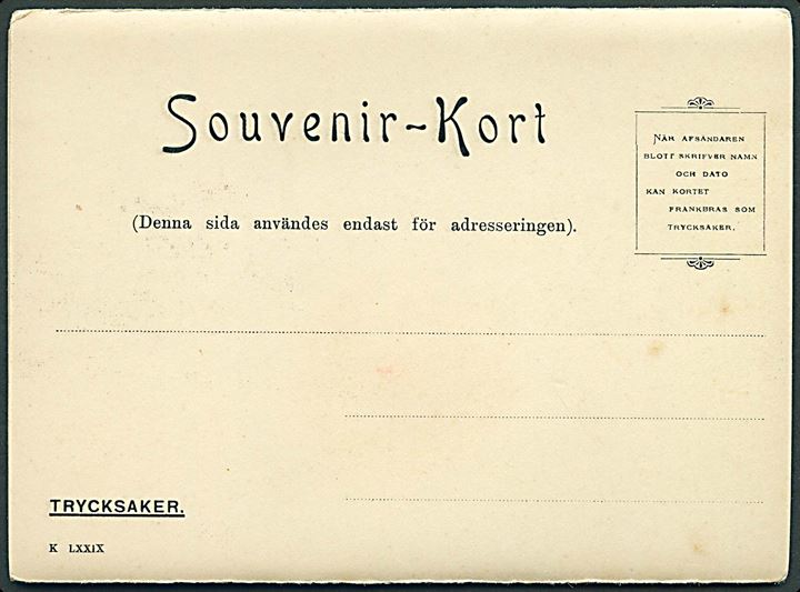 Sverige. 5 Souvenir Kort fra Norrköping. Sporvogn på Oscar Fredriks Bro. 80,8 cm når foldet ud. No. K. LXXIX. 