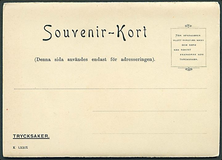 Sverige. 5 Souvenir Kort fra Norrköping. Sporvogn på Oskar Fredriks Bro. 80,8 cm når foldet ud. No. K. LXXIX. 