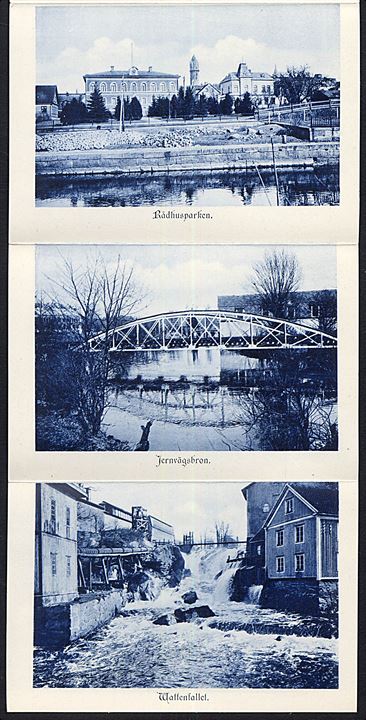 Sverige. 5 Souvenir Kort fra Ronneby. Bla. Jernvägsbron, Wallenfallet. 80,8 cm når foldet ud. No. K. XXXXIX.  