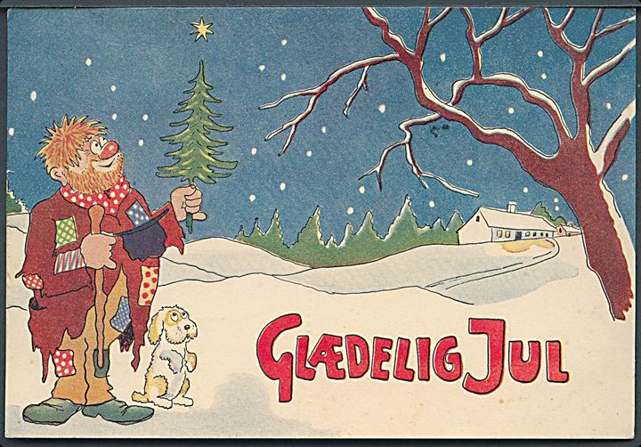 Robert Storm Petersen: Glædelig Jul. Vagabond med lille juletræ. L. Levison & Junr. no. 5227. 