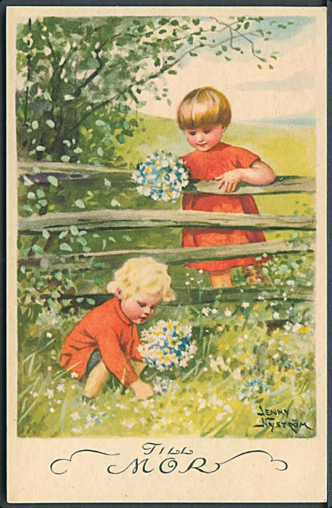 Jenny Nystrøm: Til Mor. Børn plukker blomster. Axel Eliasson u/no. 