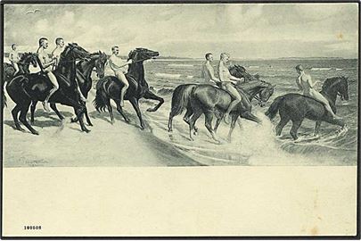 Hestene riddes ud i havet. No. 109508.