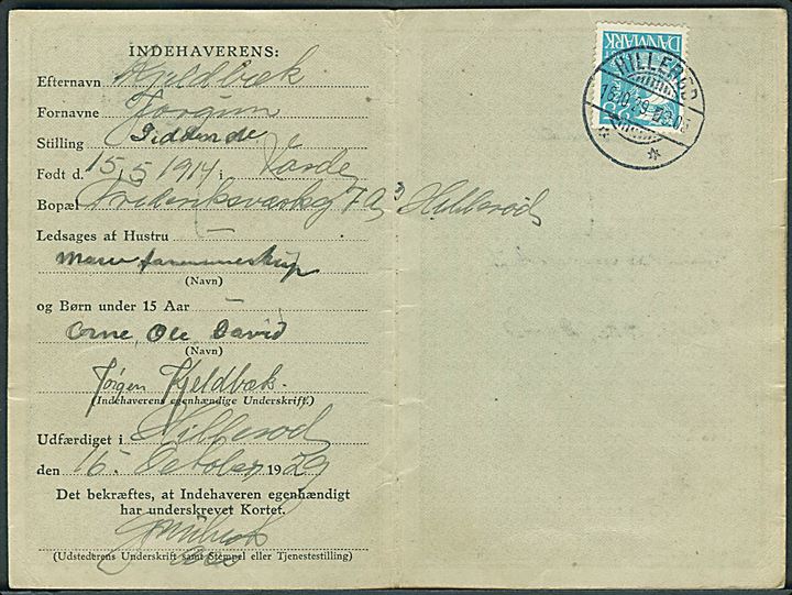 Nordisk Rejsekort med 25 øre Karavel annulleret med brotype Id Hillerød ** d. 16.10.1929.