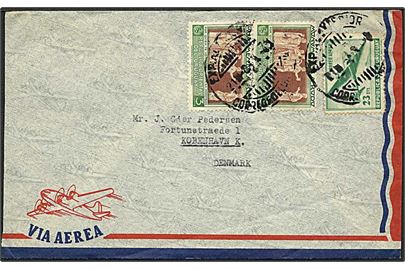 3 c. José Rodó i parstykke og 23 c. Luftpost på 29 c. frankeret luftpostbrev fra Montevideo ca. 1948 til København, Danmark.
