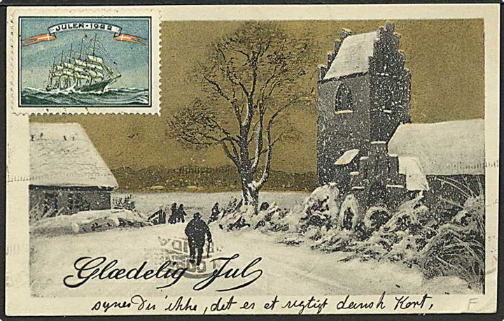 5 øre Bølgelinie og 20 øre Chr. X, samt på bagsiden Julemærke 1922, på brevkort fra Thisted d. 15.12.1923 til Barcelona, Spanien.
