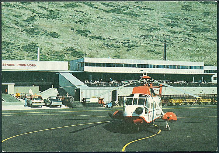 Grønland. Sønder Strømfjord Lufthavn. Med Helikopter. GBTA 24. Greenland Base Trade Agency. Trykt af Dansk Kliche Fabrik. 