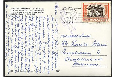 40 l. Barmhjertigheds arbejde på brevkort stemplet Citta del Vaticano d. 12.10.1961 til Charlottenlund, Danmark.