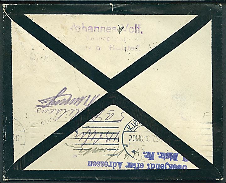 7/8 øre Provisorium på sørgekuvert sendt som tryksag fra Hurup d. x.7.1926 til København. Retur som ubekendt med flere stempler.