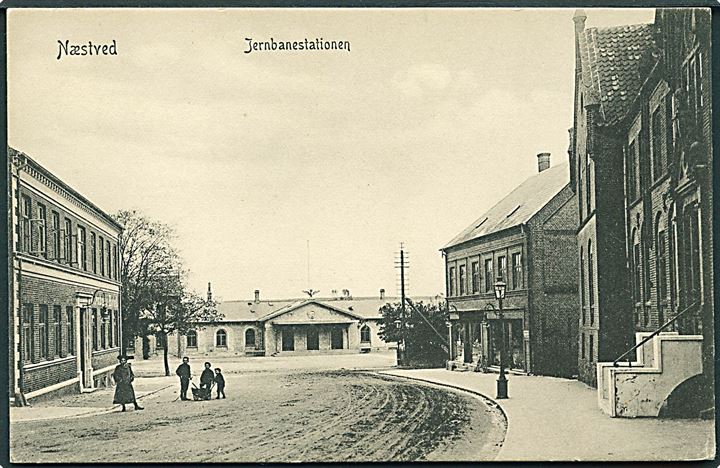 Næstved Jernbanestation og Jernbane Hotel. P. Alstrup no. 1519. Kvalitet 8