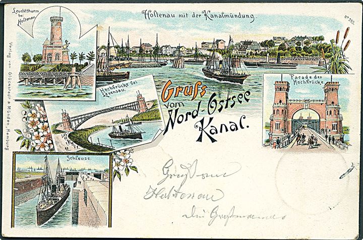 Tyskland, Nord-Ostsee Kanal, Gruss aus. Glückstadt & Münden no. 559. Kvalitet 7