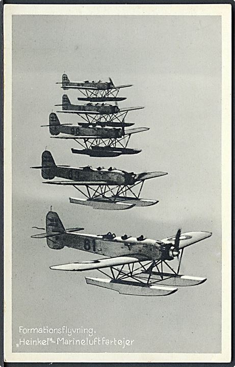 Heinkel H. E. 8 (H.M. II) Formationsflyvning. V. Thaning & Appel Marine Serie F no. 44. Kvalitet 8