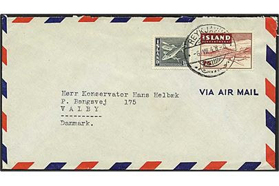 75 aur Luftpost og 10 aur Sild på luftpostbrev fra Reykjavik d. 6.7.1948 til Valby, Danmark.