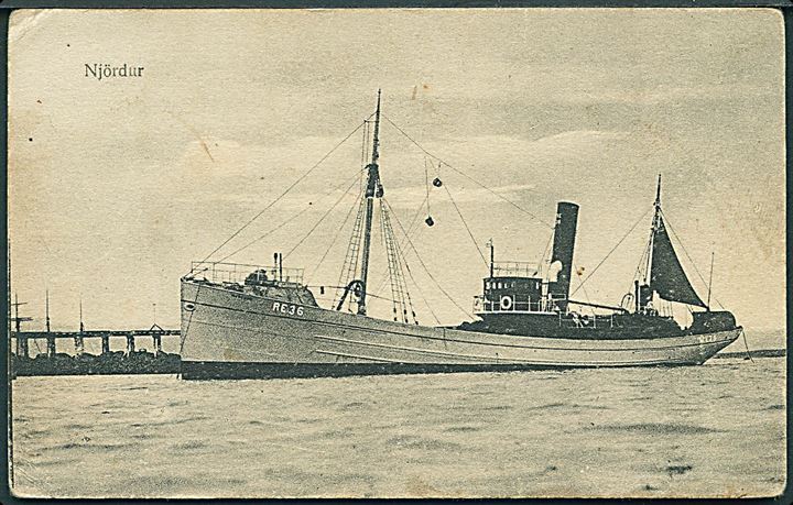 Island. “Hjördur” RE36, trawler bygget 1912. Sænket af tysk ubåd U122 d. 18.10.1918. U/no. Kvalitet 6