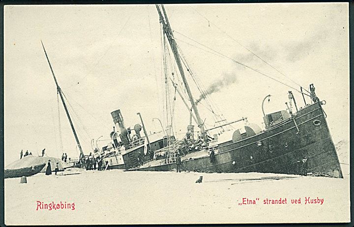 “Etna”, S/S, DFDS strandet ved Husby d. 3.12.1890. Warburg no. 1875. Kvalitet 8