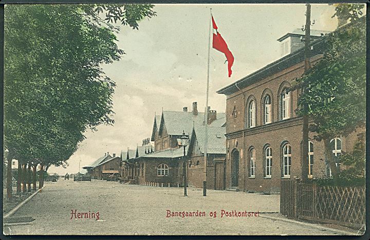Herning, Banegaard og Postkontor.Warburg no. 791. Kvalitet 7