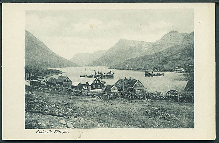 Klaksvig, fjord med skibe med neutralitetsbemaling. H. Jacobsen no. 29. Kvalitet 7