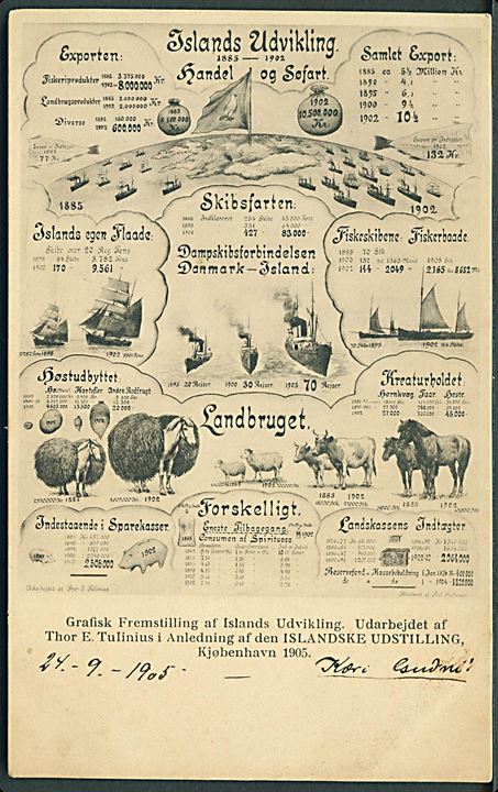 Islands udvikling. Grafisk fremstilling af Thor E. Tulinius, Islandske Udstilling 1905. U/no. Kvalitet 7