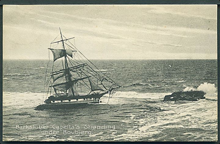 Norge. “Capella”, barkskib af Arendal efter stranding ved Bovbjerg d. 22.11.1903. H. Riegel no. 9961. Kvalitet 9