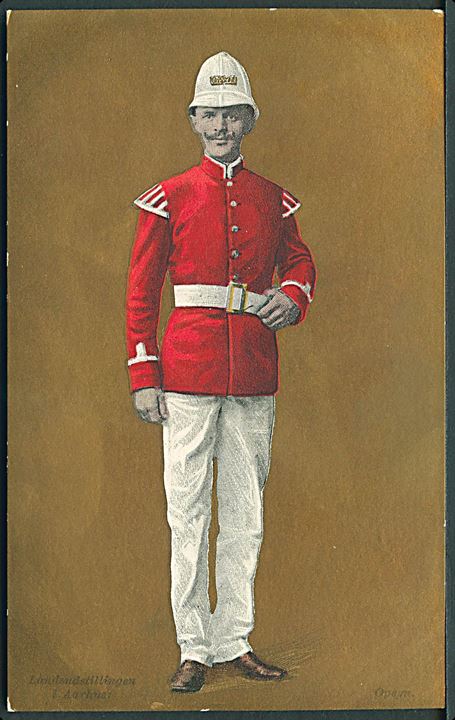 Aarhus, Landsudstillingen 1909, opsynsmand i trope-uniform. Stenders u/no. Kvalitet 7