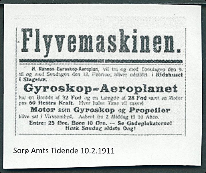 H. Rönnes uheldige Gyroskop-Aeroplan, som aldrig kom til at flyve. U/no.  Kvalitet 7