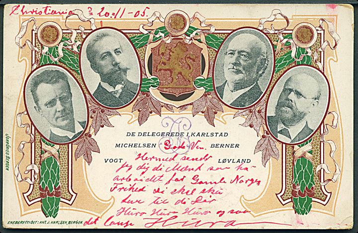 Unionsopløsning. De delegerede i Karlstad 1905. J. Grieg u/no. Kvalitet 7