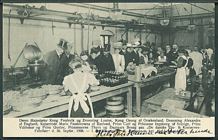 Faaborg, “De danske Vin- & Konservesfabrikker”, kongebesøg d. 26.9.1908. U/no. Kvalitet 9