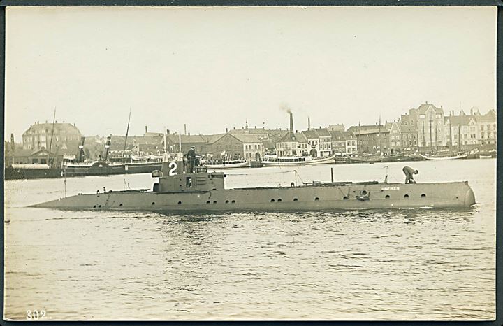 Dansk Marine. “Havfruen” (2) undervandsbåd bygget 1913. No. 302. Kvalitet 8