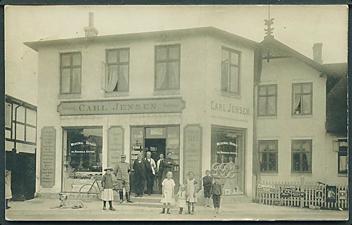 Birkerød, Carl Jensen’s colonialhandel. Fotokort u/no. Kvalitet 7