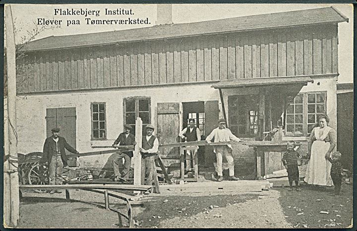 Flakkebjerg Institut, elever på tømrerværksted. U/no. Kvalitet 7