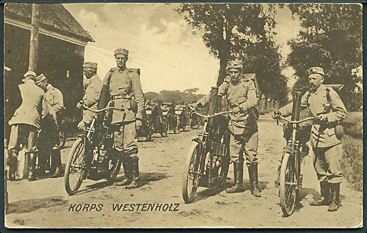 Ellehammer-motorcykel benyttet af det frivillige korps: “Korps Westenholz”. Danske Kvinders Forsvarsforening. Kvalitet 7