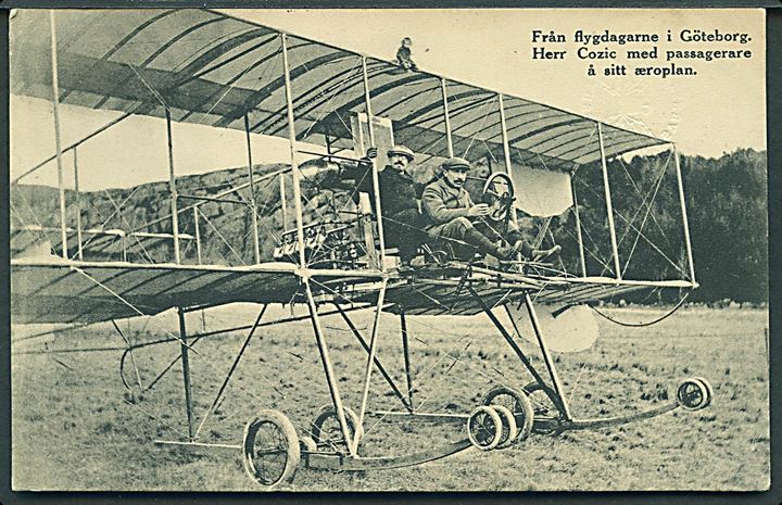 Rene Cozic i sin flyvemaskine i Göteborg maj 1911. Jolin & Wilkenson u/no. Kvalitet 8