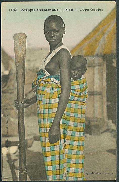 Senegal, Wolof kvinde. Collection Générale A. O. F. Fortier, Dakar no. 1185. Kvalitet 7