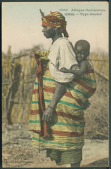 Senegal, Wolof kvinde. Collection Générale A. O. F. Fortier, Dakar no. 1268. Kvalitet 8