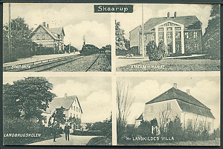 Skaarup, partier med bl.a. stationen og damptog. G. Schmidt u/no. Kvalitet 8