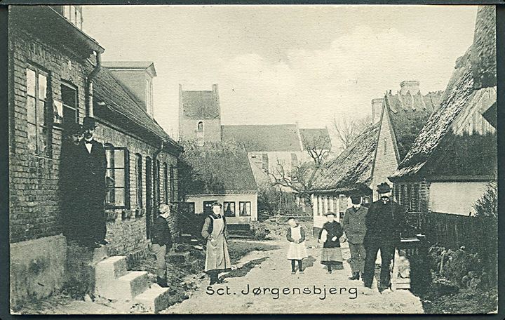Roskilde, Sct. Jørgensbjerg med kirke i baggrunden. F. Flensborg no. 257. Kvalitet 8