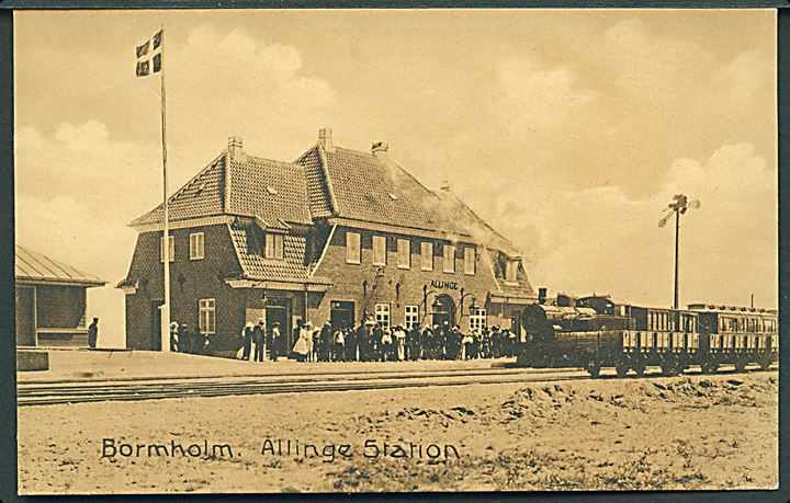 Allinge, jernbanestation med tog. S. Kolling no. 62. Kvalitet 9