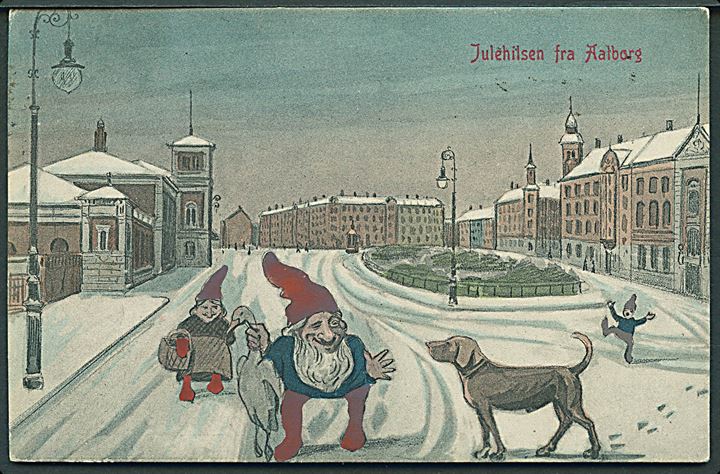 Aalborg, nisser i gadebilledet. Tegnet af Wilfred Glud. Warburg u/no. Kvalitet 8