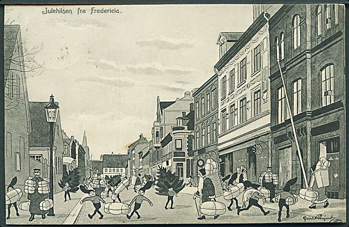 Fredericia, nisser i gadebilledet. Tegnet af Carl Røgind. H. C. Wenk no. 8530. Kvalitet 8