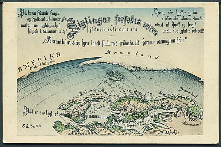 Eggertsson, Samúel: “Siglingar forfeðra vorra”. Den islandske landnamstid. S. Eggertsson u/no. Kvalitet 8