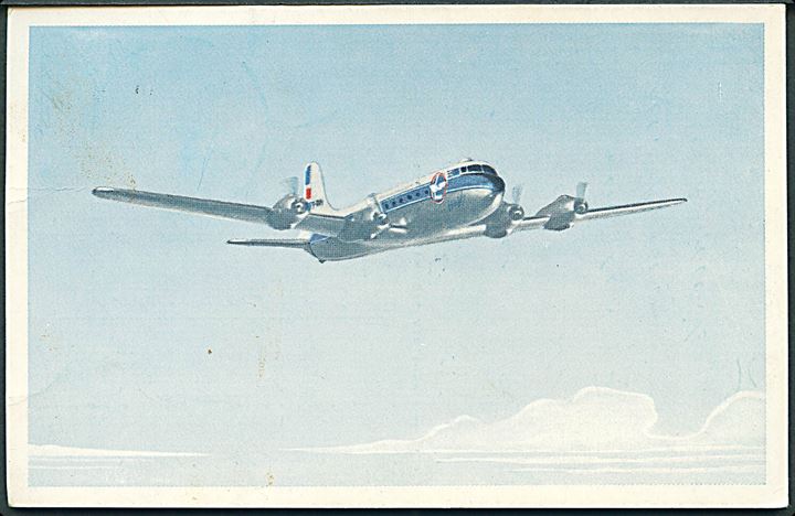 Douglas DC-6B fra Loftleiðir. Reklamekort u/no. Kvalitet 7