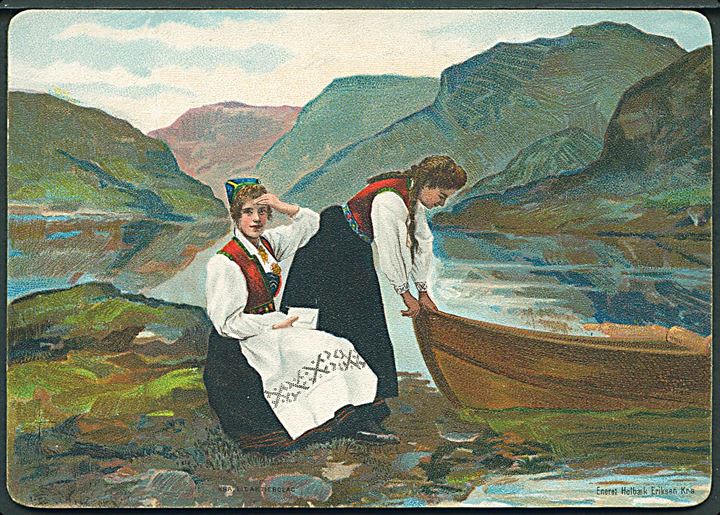 “Kvinder i nationaldragt”, Holbæk Eriksen u/no. Dateret 1899. Kvalitet 8