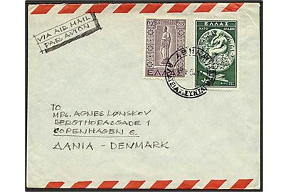 600 dr. Dodekanes og 2400 dr. NATO på luftpostbrev fra Athen d. 19.5.1954 til København, Danmark.