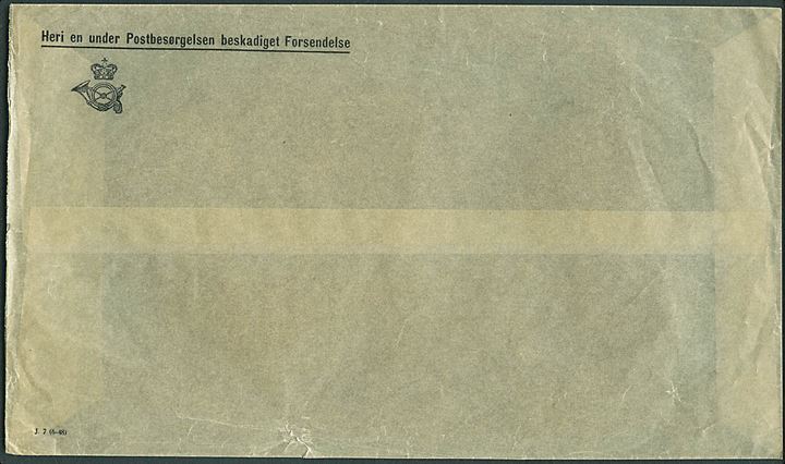 Pergamyn kuvert Heri en under Postbesærgelsen beskadiget Forsendelse formular J7 (6-48).