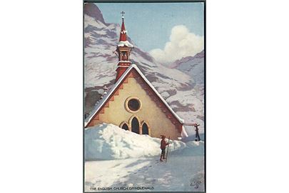 The English Church, Grindlewald. Raphael Tuck & Sons Oilette. Interlaken, Switzerland series II, no. 7664. 