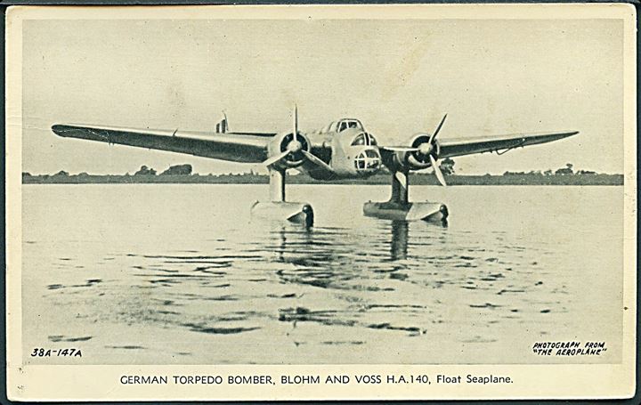 Tysk Blohm/Voss Ha 140 torpedobombemaskine. Valentine's no. 38A-147A.
